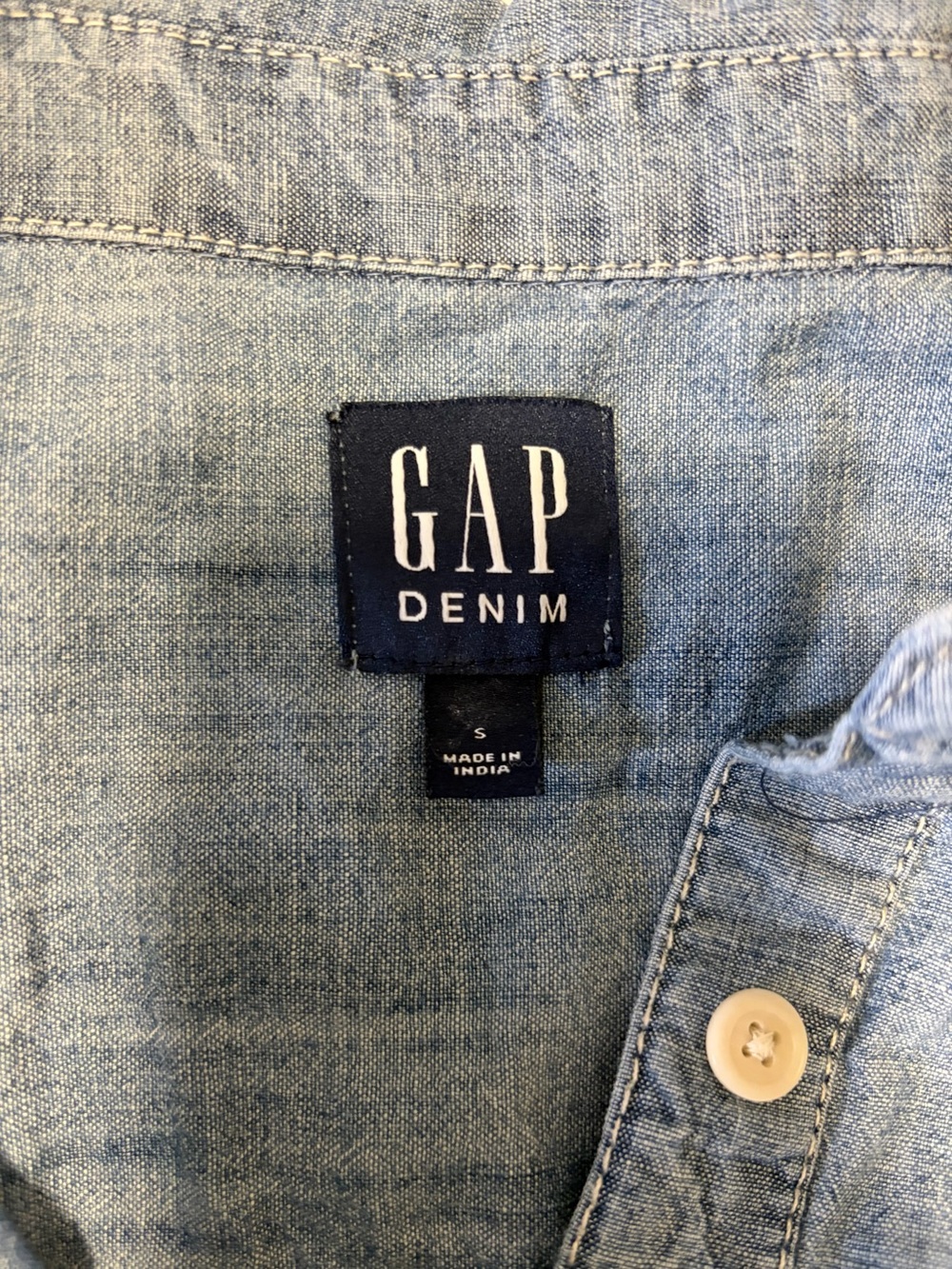 GAP Blue Chambray Short-Sleeve Shirt Dress - Picture 3 of 5